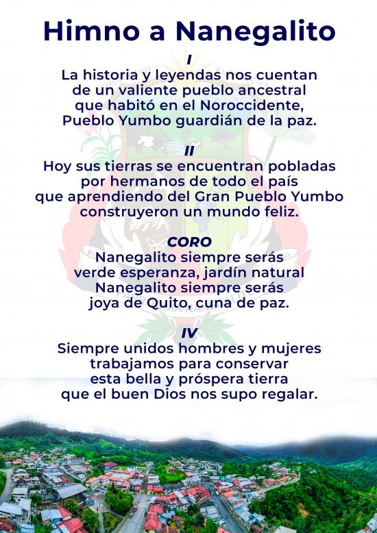 Página 1 de la partitura y letra oficial del Himno Parroquial de Nanegalito