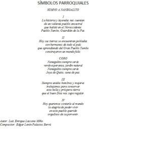 Página 2 de la partitura y letra oficial del Himno Parroquial de Nanegalito